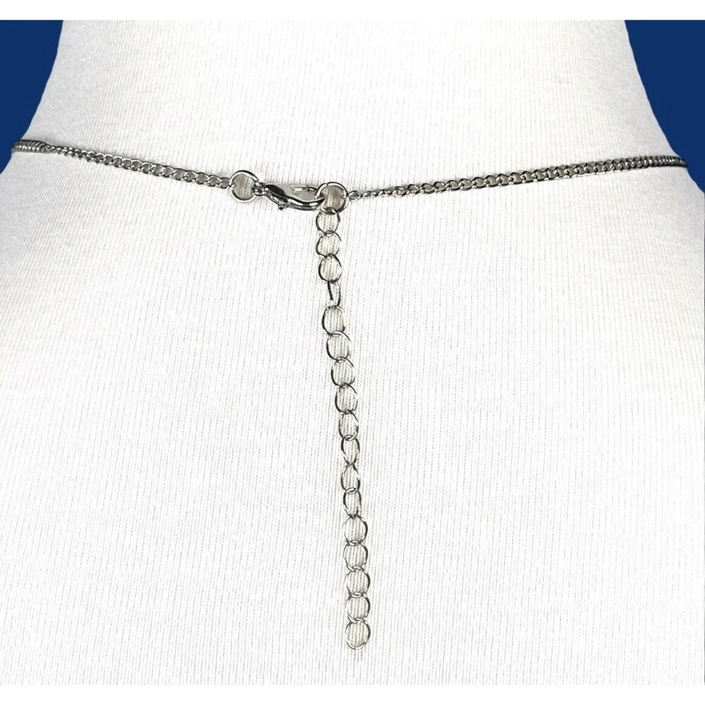 Silver Tone Flower Stem Pendant Necklace Rose Charm Feminine Retro Jewelry 20
